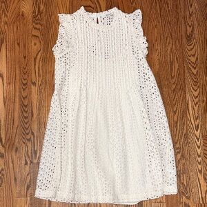 Madewell White Eyelet Flutter Sleeve Dress